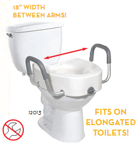 Premium Plastic, Raised, Elongated Toilet Seat with Lock & Arms